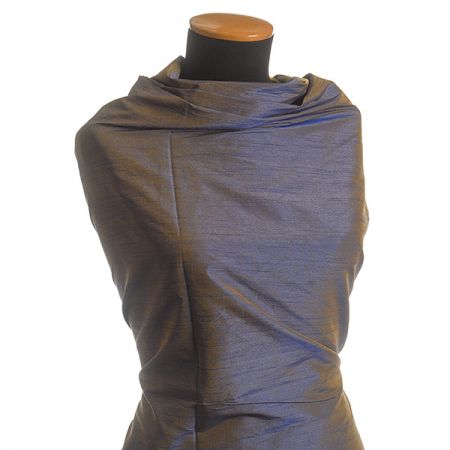 Umělé hedvábí imitace šantung šanžán fialový/zlatý 