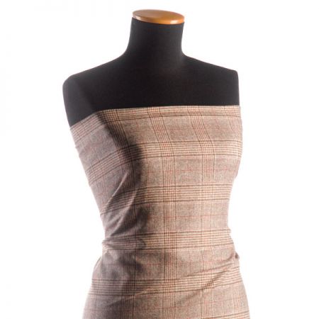 Kostýmová vlněná látka vzor Esterházy hnědá/vínová