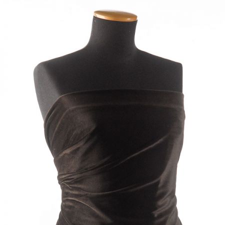 Samet pružný velur tmavě hnědý matný