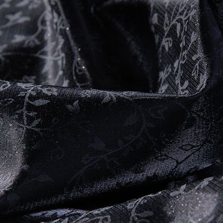 Žakárová organza motiv drobných květů černá 