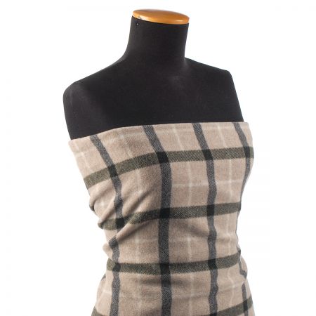 Vlněná látka směs s vlasem kostka šedozelená