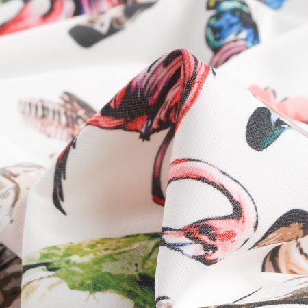 Úplet středně silný Punto tisk růžový plameňák