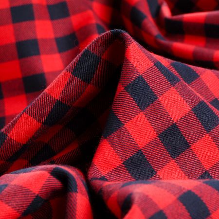 Bavlněná látka košilová vzor kostek červená/černá