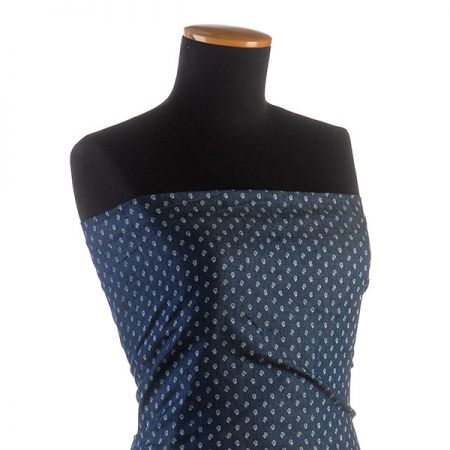 Riflovina imitace košilová květy modrá II.jakost