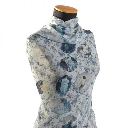 Žoržet romantický motiv francouzského stylu tyrkysová