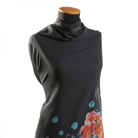 Žoržet variace kimono style květy/černá