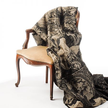 Dekorační tkanina secese Mucha černá/zlatá