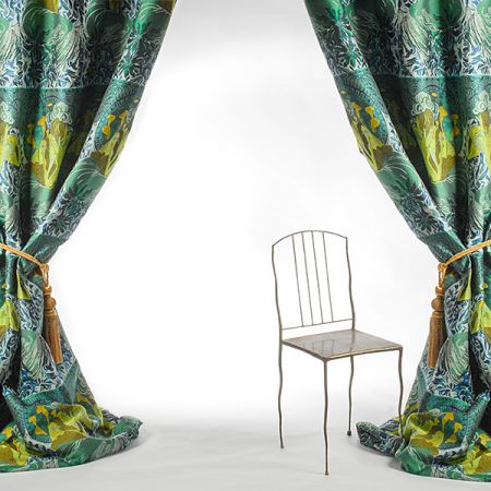 Dekorační tkanina secese Mucha zelená/modrá