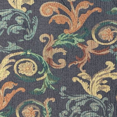 Dekorační látka žakár květy temně modrá