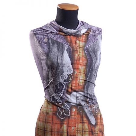 Kupón jemný úplet tisk vesta/šatky