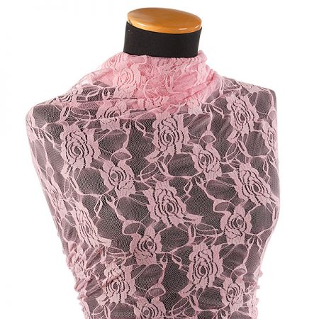 Pružná krajka květy pastel růžová