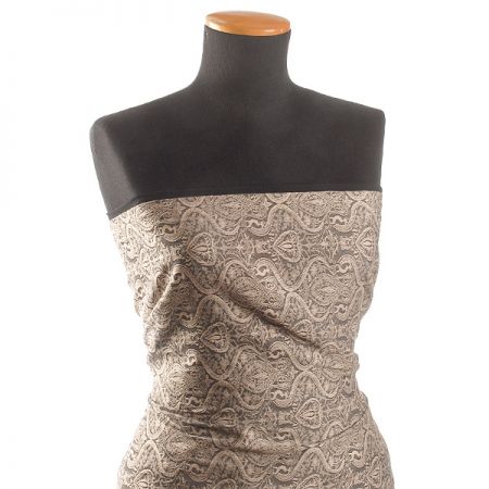 Žakárová tkanina romantický vzor béžová/hnědá