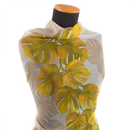 Šifon jemný motiv listů