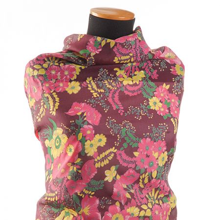 Organza tisk květin fialová