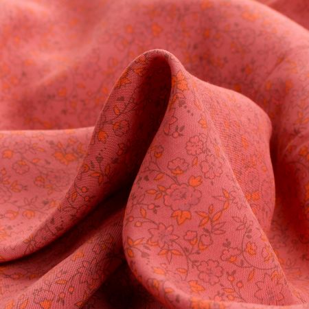 Viskozová letní látka kytičkový motiv červeno/žlutá