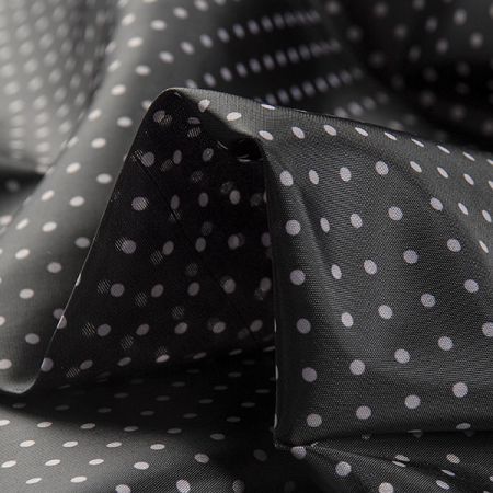 Podšívka jemná žakár polyester puntíky bílá/černá