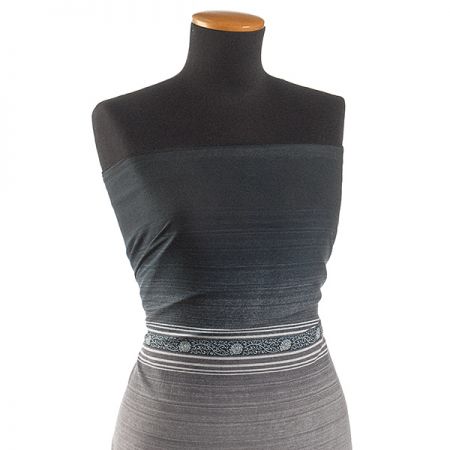 Bavlněná látka etamín pruhy/květy černá