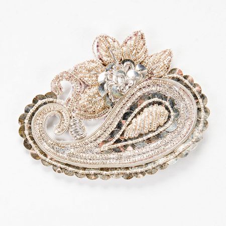 Aplikace paisley květ stříbrná