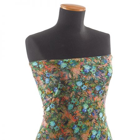 Úplet jemný viskozový květy modré růže