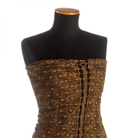 Krajka pružná drobné květy měděná