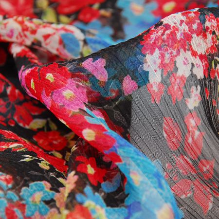 Plisovaný šifon květy 