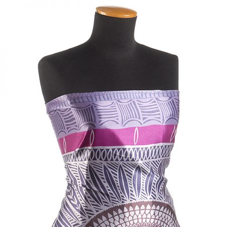 Satén nepružný vzor ornament fialový/hnědý