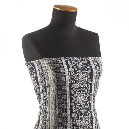 Viskozová šatovka kreš tmavě modrá/slonová kost