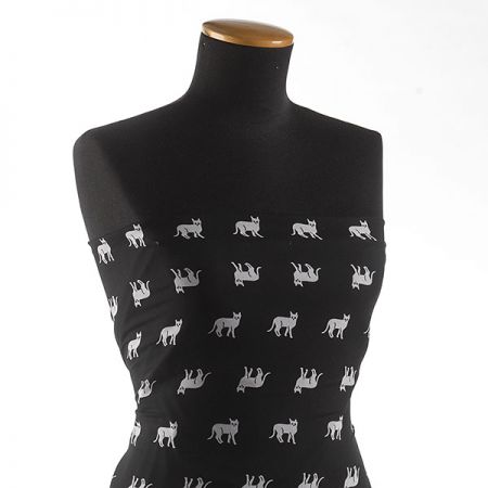 Šifon jemný kočičky černobílý