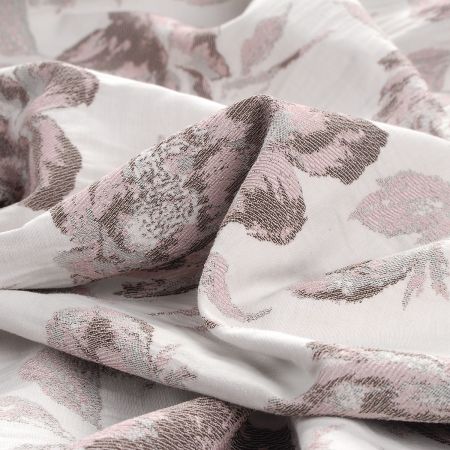 Žakárová látka květinový vzor hnědorůžová