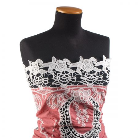 Krajka madeira květinová bordura s krajkou růžová