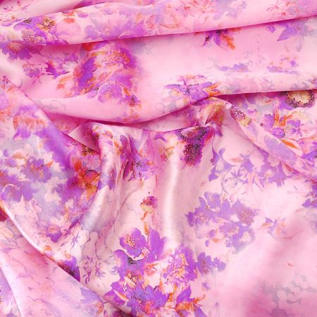 Hedvábný satén fialový + šifon