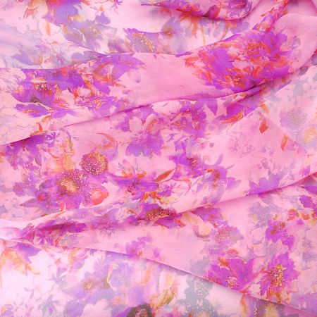 Hedvábný šifon fialový + satén