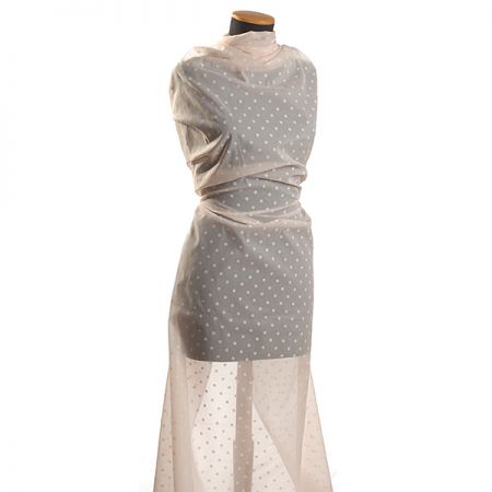 Organza vzor puntík růžová