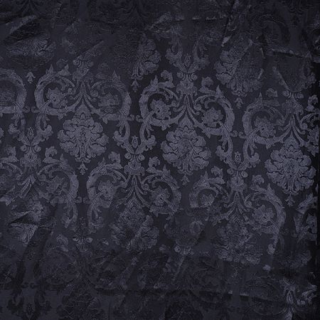 Žakárová tenká tkanina motiv květů černá 