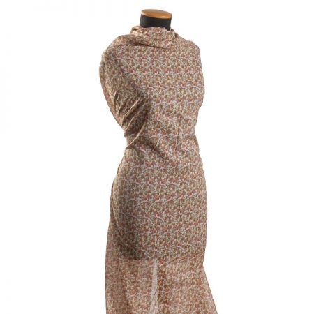 Bavlna směs kytičkový motiv růžová/hnědá