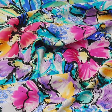 Hedvábný satén "divoké květy"