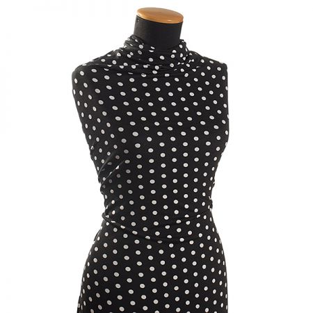 Jemný viskozový úplet puntík bílá/černá 