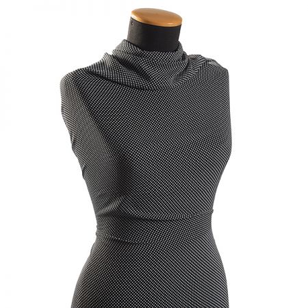 Šifon plisé vzor drobný puntík bílý/tm.modrý