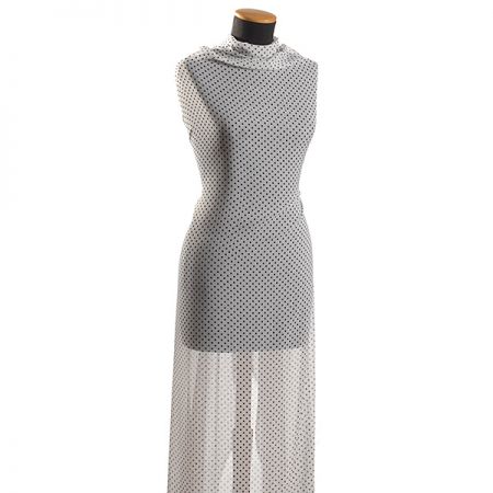 Šifon plisé vzor puntík černý/bílý