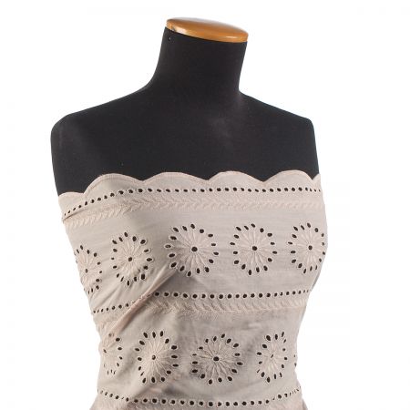 Krajka madeira květy/lístky béžová