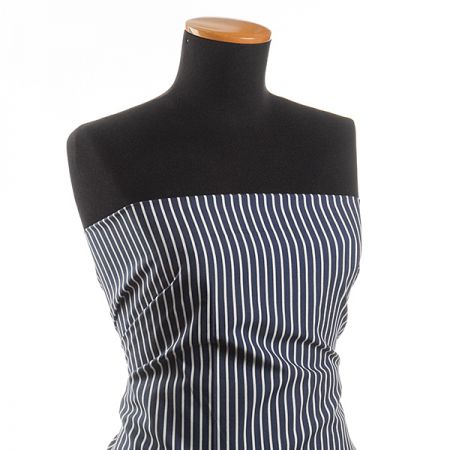 Bavlněná látka vzor proužky modrobílá