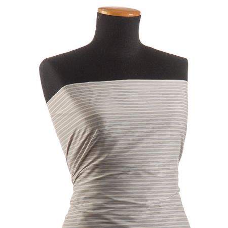 Pružná bavlněná látka vzor proužky modrosmetanová