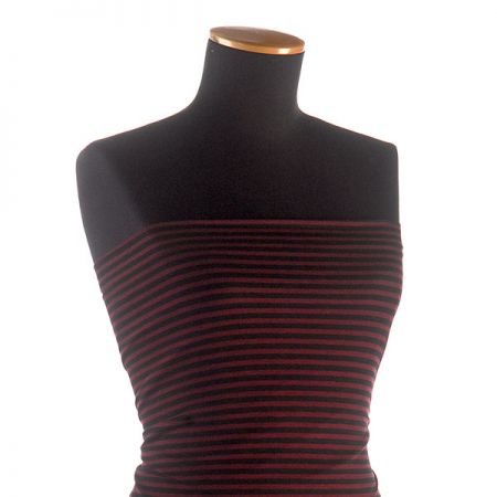 Úplet viskozový matný proužek vínovočervený