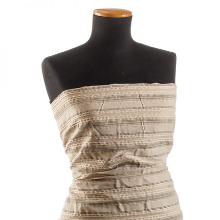 Lněná žakárová látka vzor proužky režná