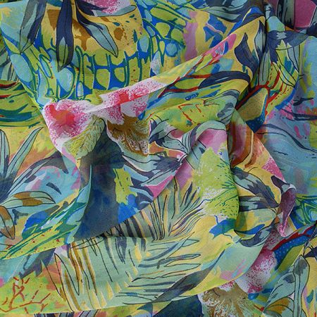 Šifon viskoza směs exotický motiv