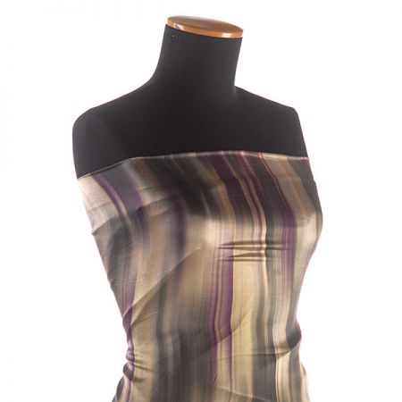 Hedvábný satén vzor malba fialovozelenozlatá