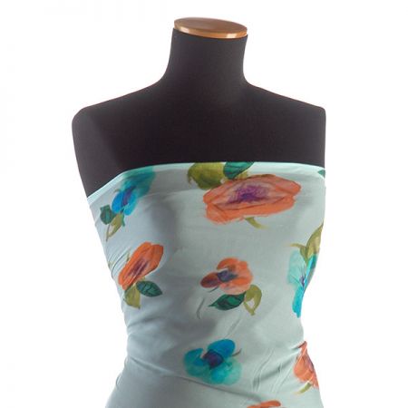 Hedvábný mušelín tisk květy