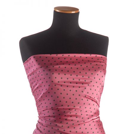 Šatová látka mikado růžová/černá