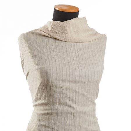 Lněný žakár proužky slonová kost