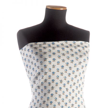 Úplet piké drobné květy modré